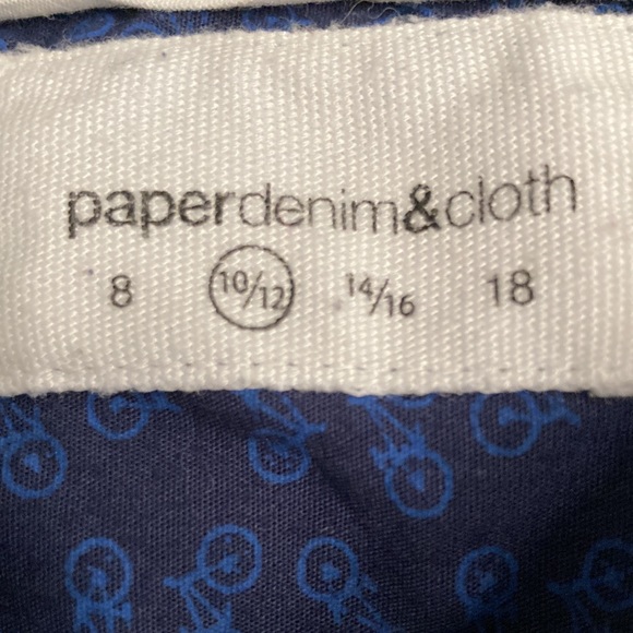 Paperdenim & cloth boys black with blue bicycle button down shirt size 10/12 - Picture 5 of 5